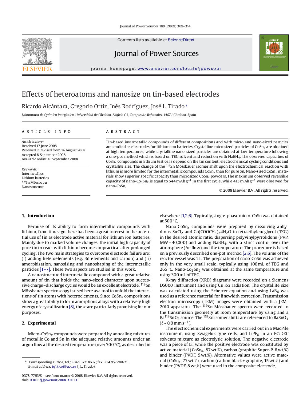 Effects of heteroatoms and nanosize on tin-based electrodes