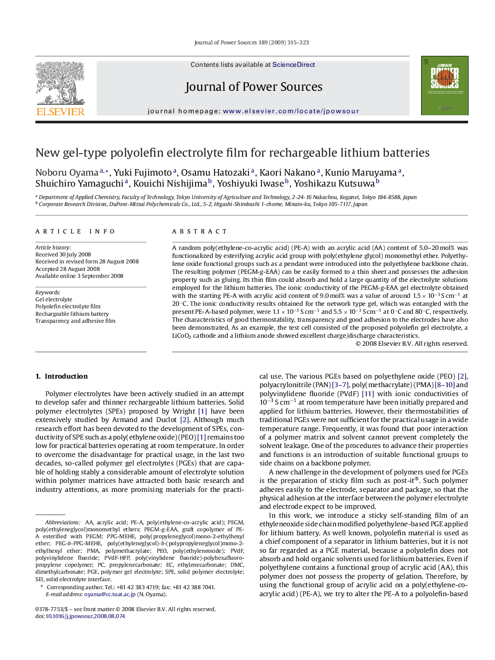 New gel-type polyolefin electrolyte film for rechargeable lithium batteries