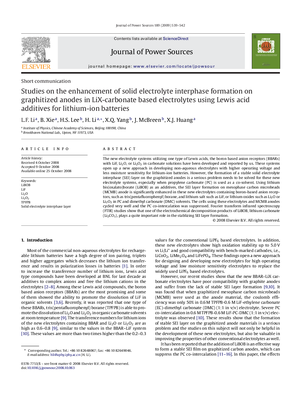 Studies on the enhancement of solid electrolyte interphase formation on graphitized anodes in LiX-carbonate based electrolytes using Lewis acid additives for lithium-ion batteries