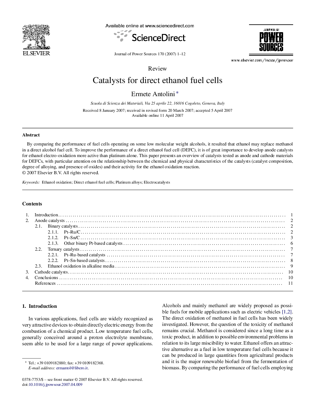 Catalysts for direct ethanol fuel cells