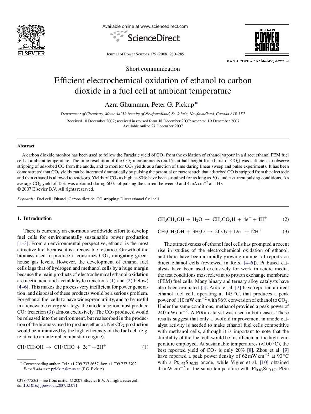 Efficient electrochemical oxidation of ethanol to carbon dioxide in a fuel cell at ambient temperature