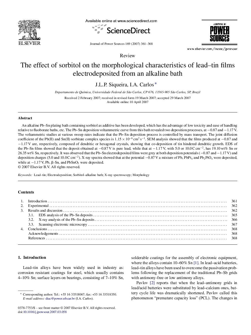 The effect of sorbitol on the morphological characteristics of lead–tin films electrodeposited from an alkaline bath