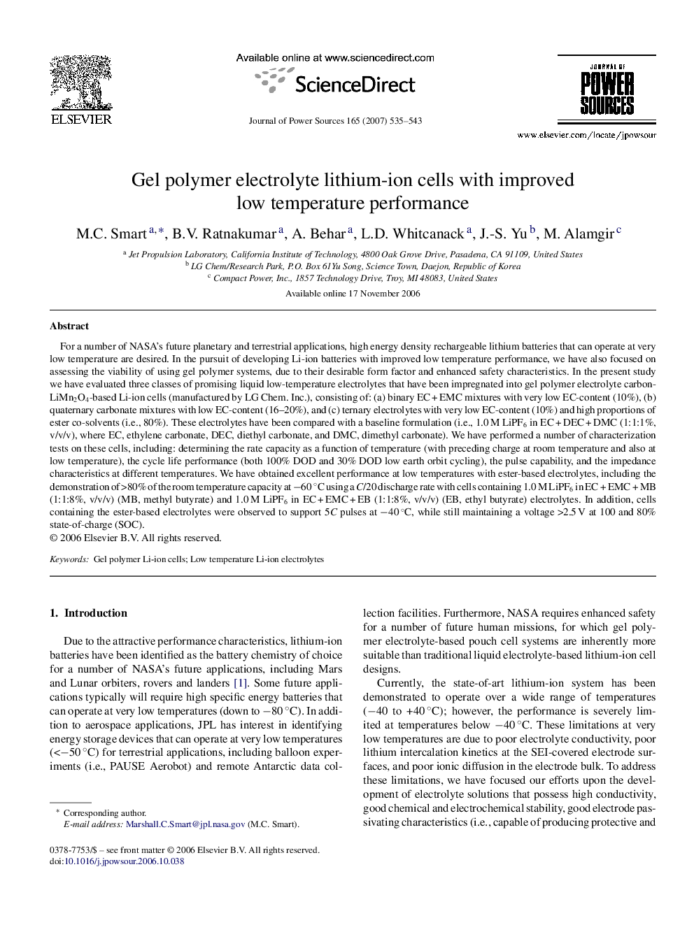 Gel polymer electrolyte lithium-ion cells with improved low temperature performance