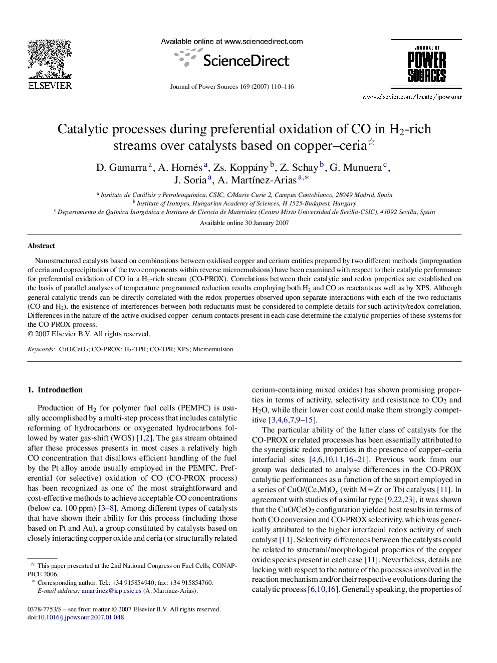 Catalytic processes during preferential oxidation of CO in H2-rich streams over catalysts based on copper–ceria 