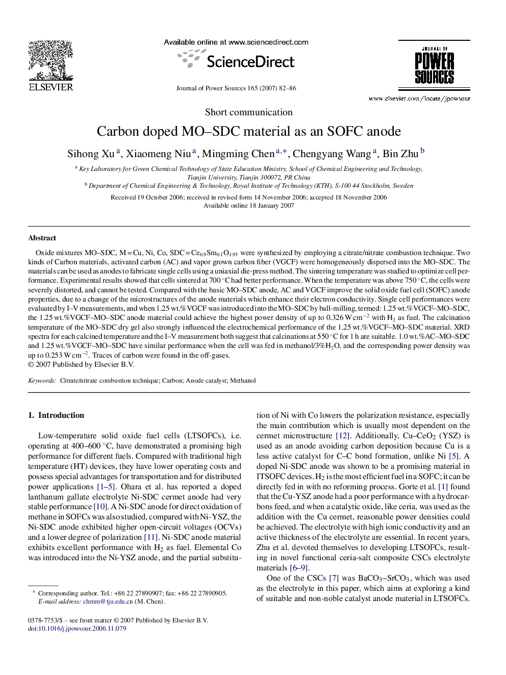 Carbon doped MO-SDC material as an SOFC anode