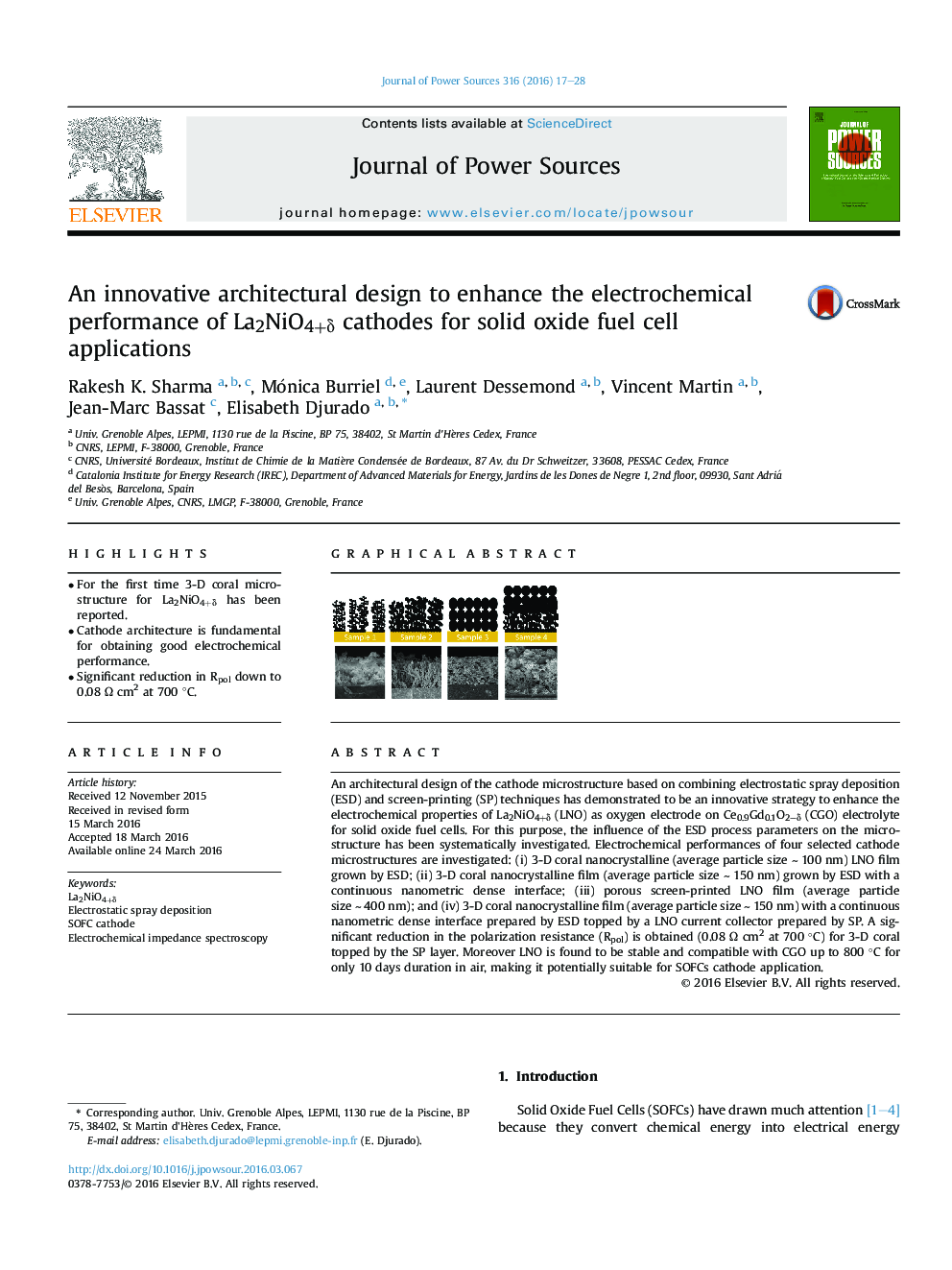 An innovative architectural design to enhance the electrochemical performance of La2NiO4+δ cathodes for solid oxide fuel cell applications