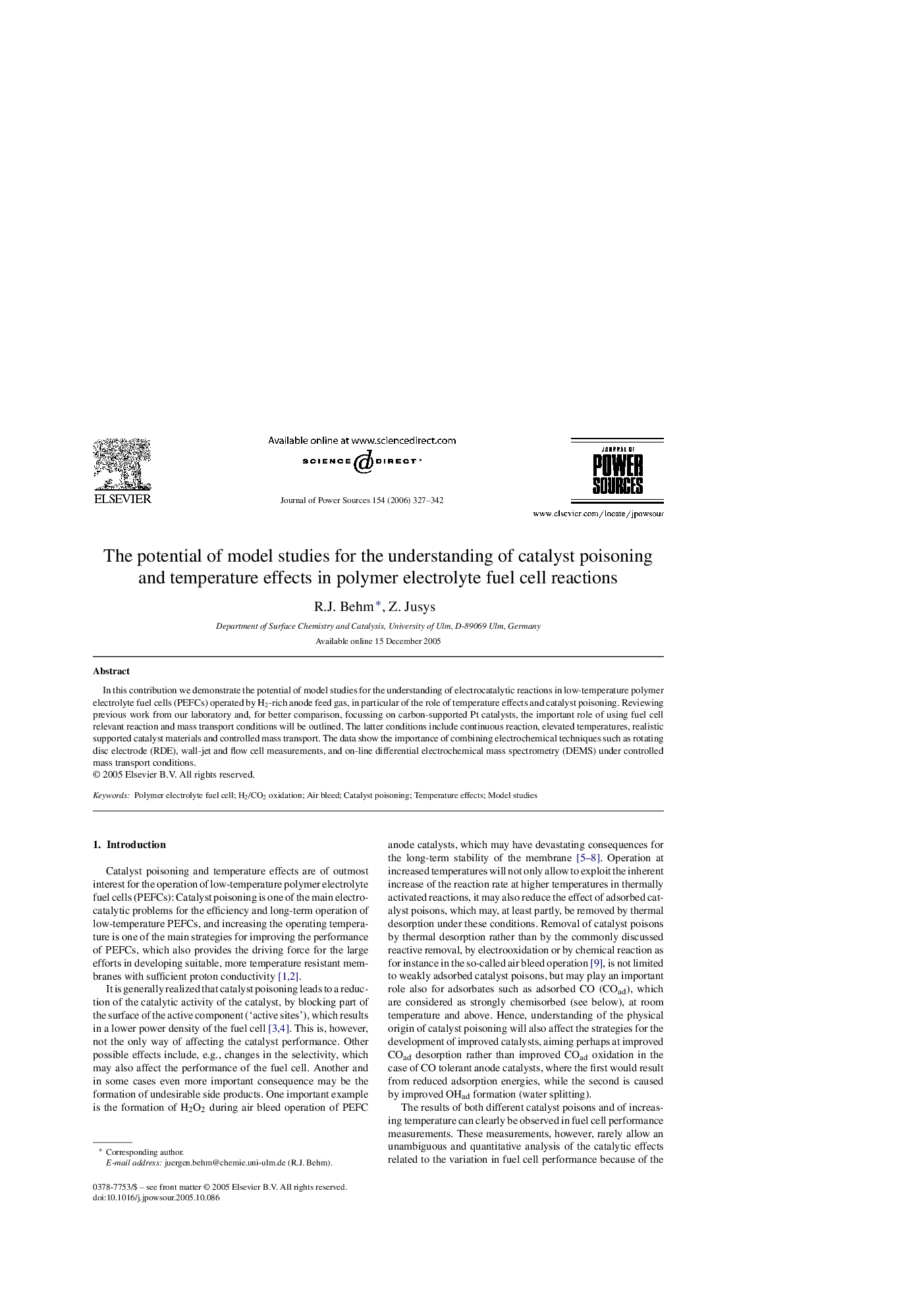 The potential of model studies for the understanding of catalyst poisoning and temperature effects in polymer electrolyte fuel cell reactions