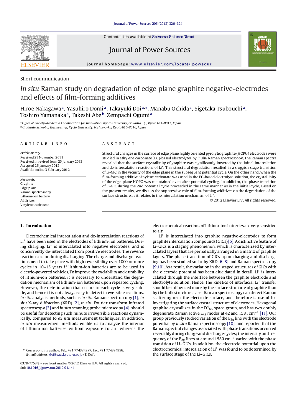 In situ Raman study on degradation of edge plane graphite negative-electrodes and effects of film-forming additives