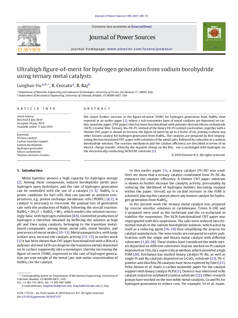 Ultrahigh figure-of-merit for hydrogen generation from sodium borohydride using ternary metal catalysts