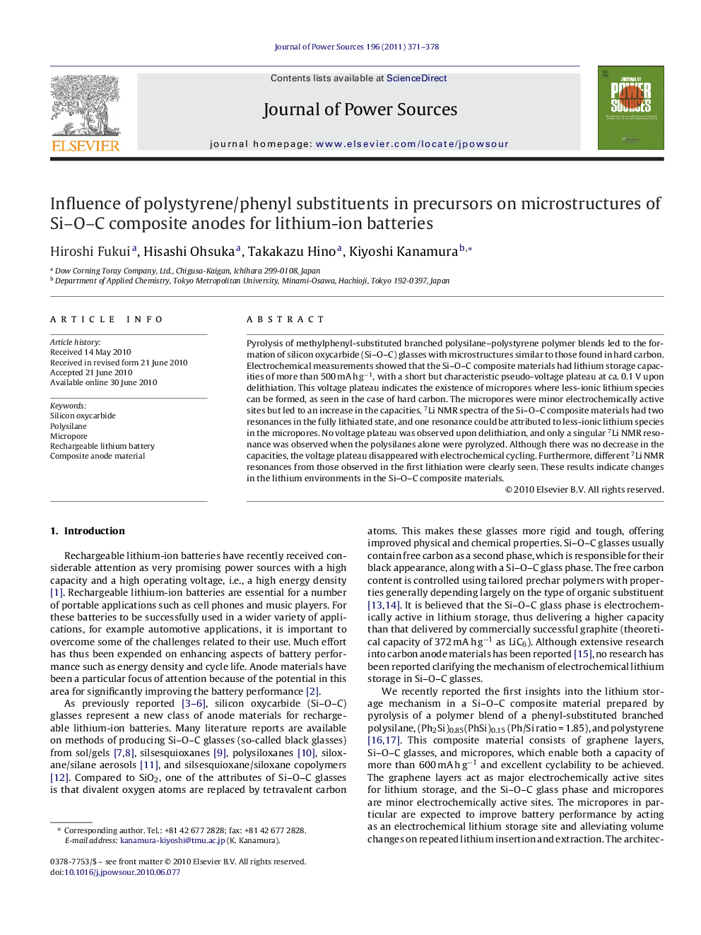 Influence of polystyrene/phenyl substituents in precursors on microstructures of Si–O–C composite anodes for lithium-ion batteries