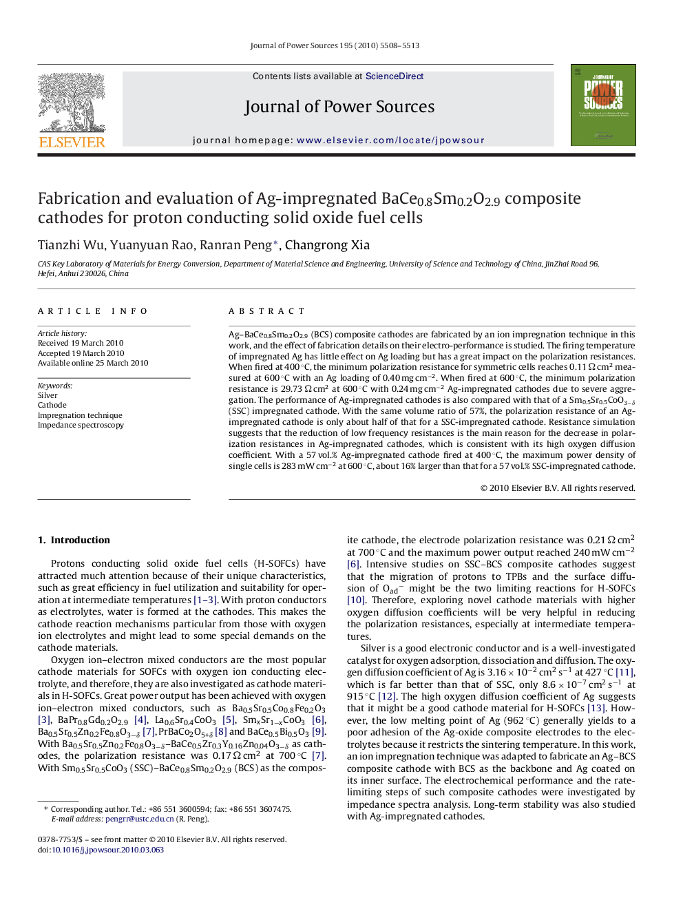 Fabrication and evaluation of Ag-impregnated BaCe0.8Sm0.2O2.9 composite cathodes for proton conducting solid oxide fuel cells