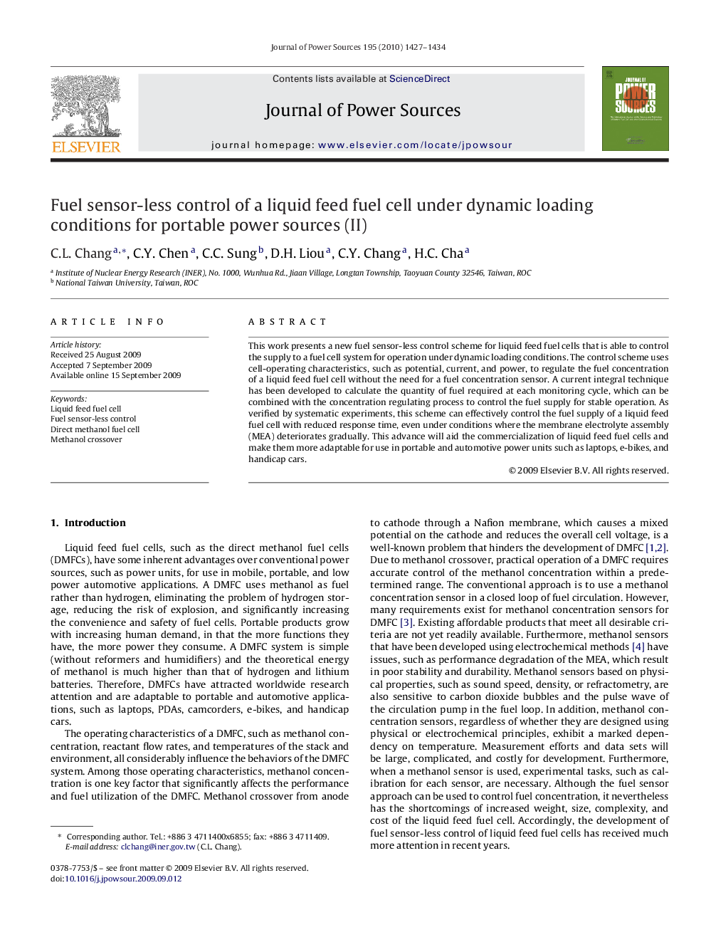 Fuel sensor-less control of a liquid feed fuel cell under dynamic loading conditions for portable power sources (II)