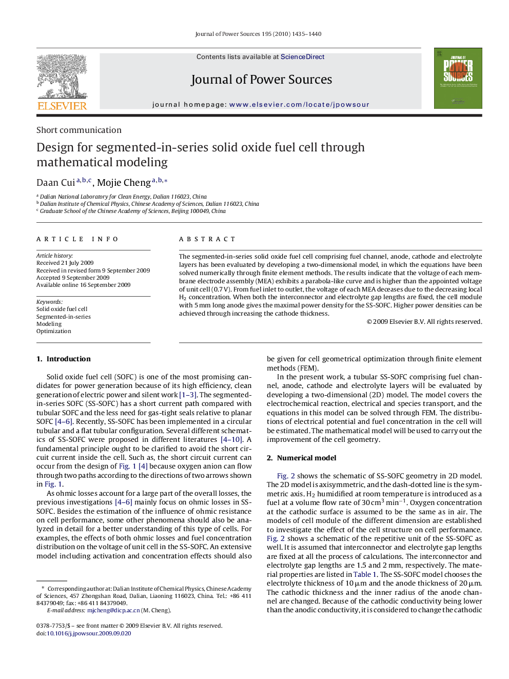 Design for segmented-in-series solid oxide fuel cell through mathematical modeling