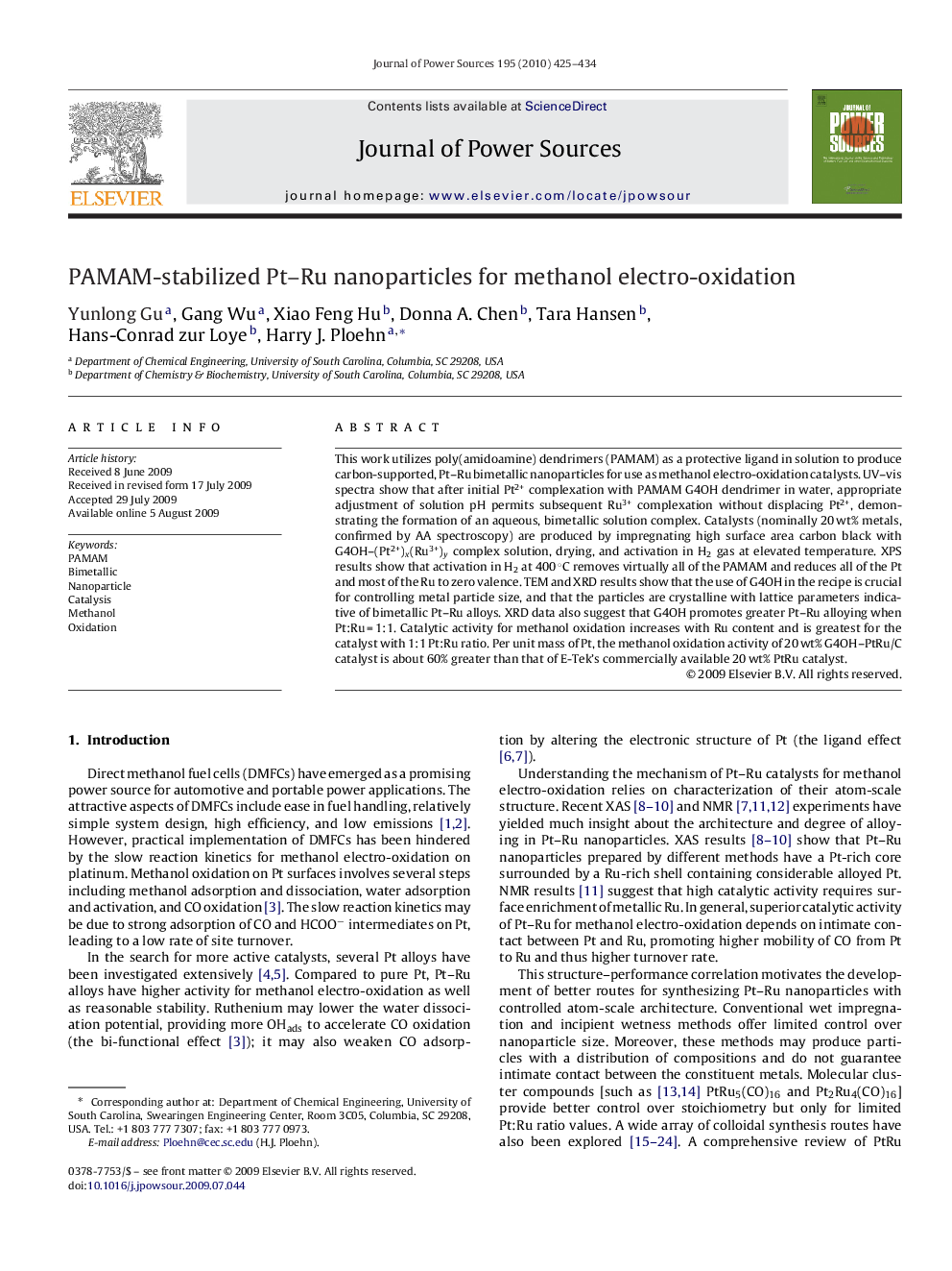 PAMAM-stabilized Pt–Ru nanoparticles for methanol electro-oxidation