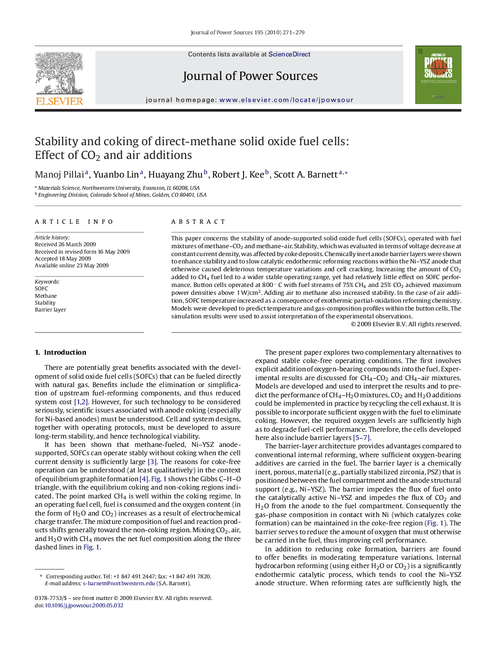 Stability and coking of direct-methane solid oxide fuel cells: Effect of CO2 and air additions