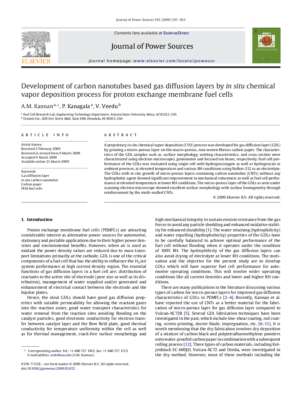 Development of carbon nanotubes based gas diffusion layers by in situ chemical vapor deposition process for proton exchange membrane fuel cells