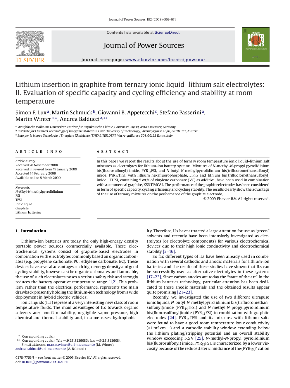 Lithium insertion in graphite from ternary ionic liquid–lithium salt electrolytes: II. Evaluation of specific capacity and cycling efficiency and stability at room temperature