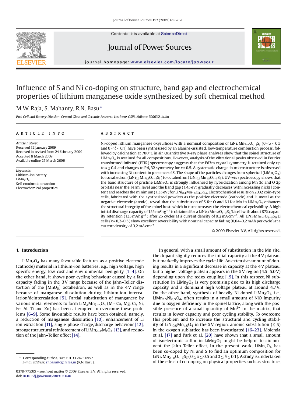 Influence of S and Ni co-doping on structure, band gap and electrochemical properties of lithium manganese oxide synthesized by soft chemical method