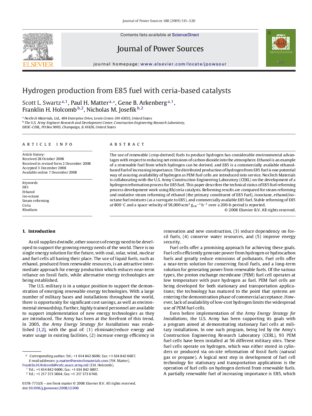 Hydrogen production from E85 fuel with ceria-based catalysts