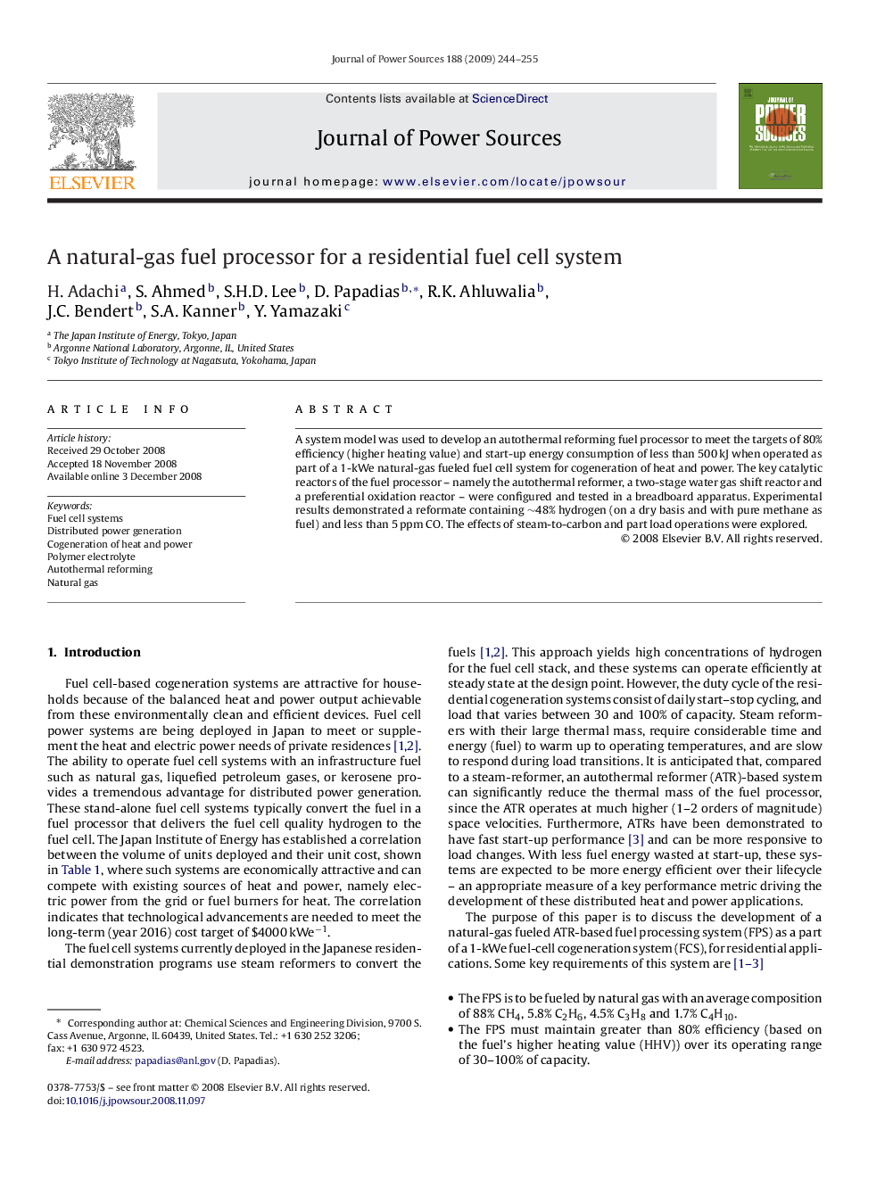 A natural-gas fuel processor for a residential fuel cell system