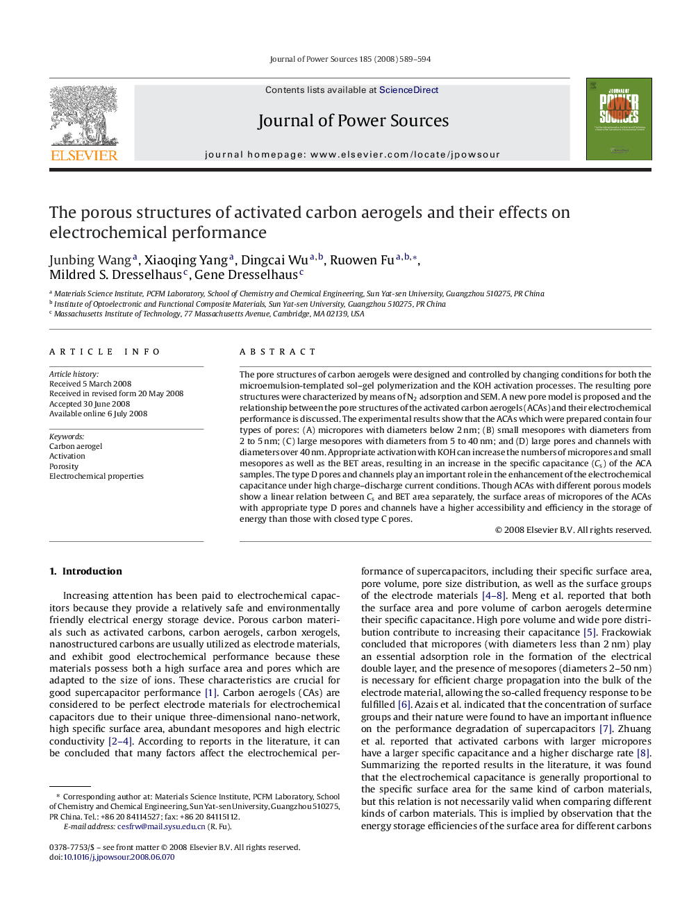 The porous structures of activated carbon aerogels and their effects on electrochemical performance