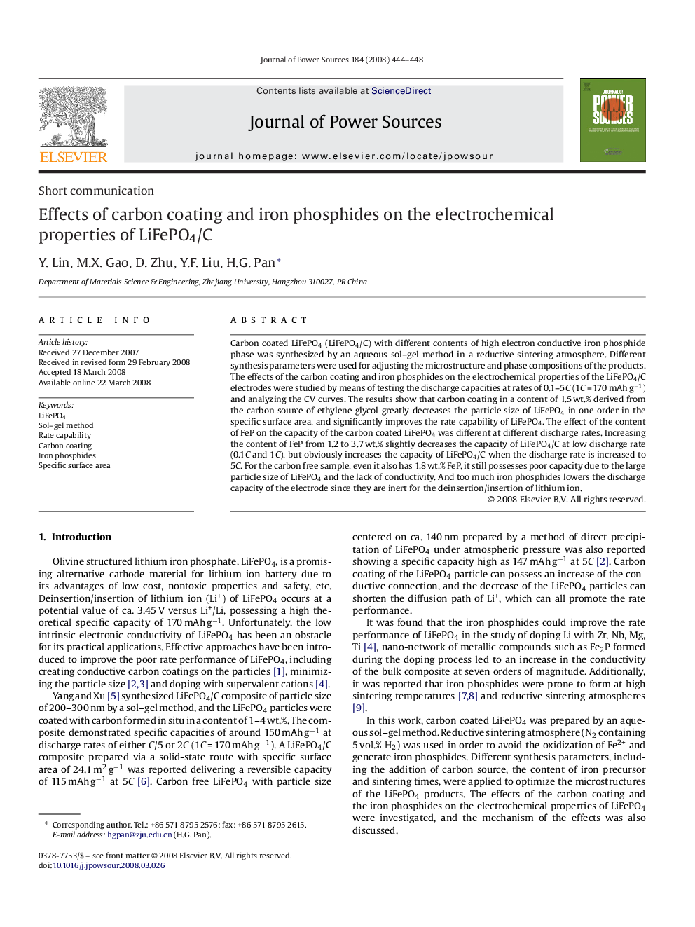 Effects of carbon coating and iron phosphides on the electrochemical properties of LiFePO4/C