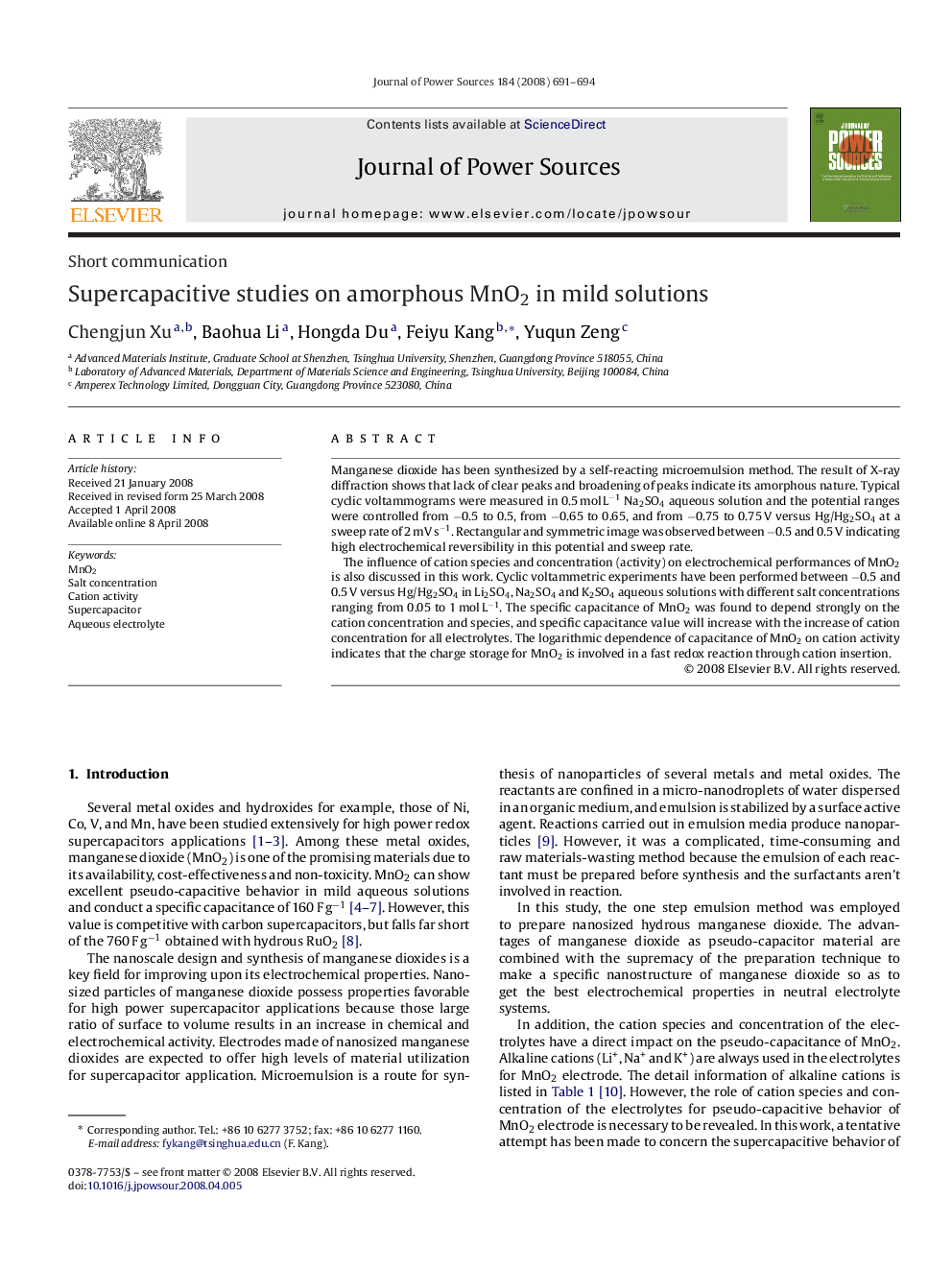 Supercapacitive studies on amorphous MnO2 in mild solutions