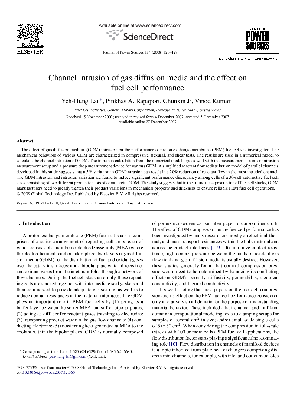 Channel intrusion of gas diffusion media and the effect on fuel cell performance