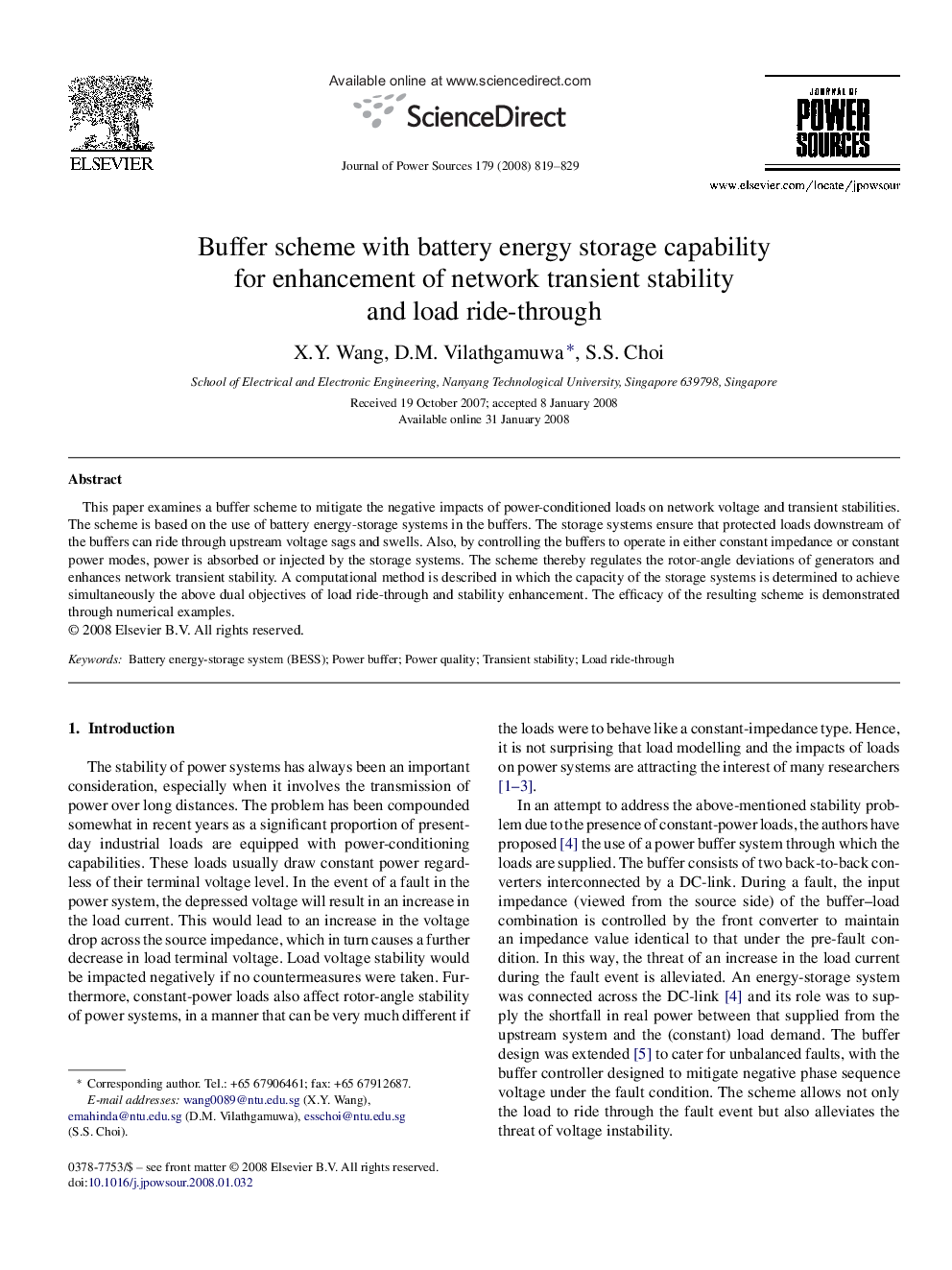 Buffer scheme with battery energy storage capability for enhancement of network transient stability and load ride-through