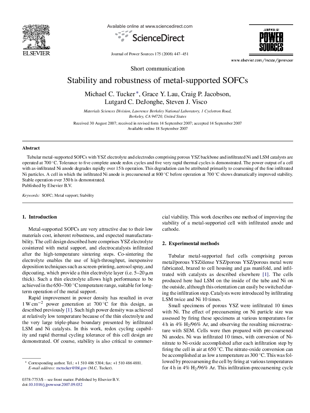 Stability and robustness of metal-supported SOFCs