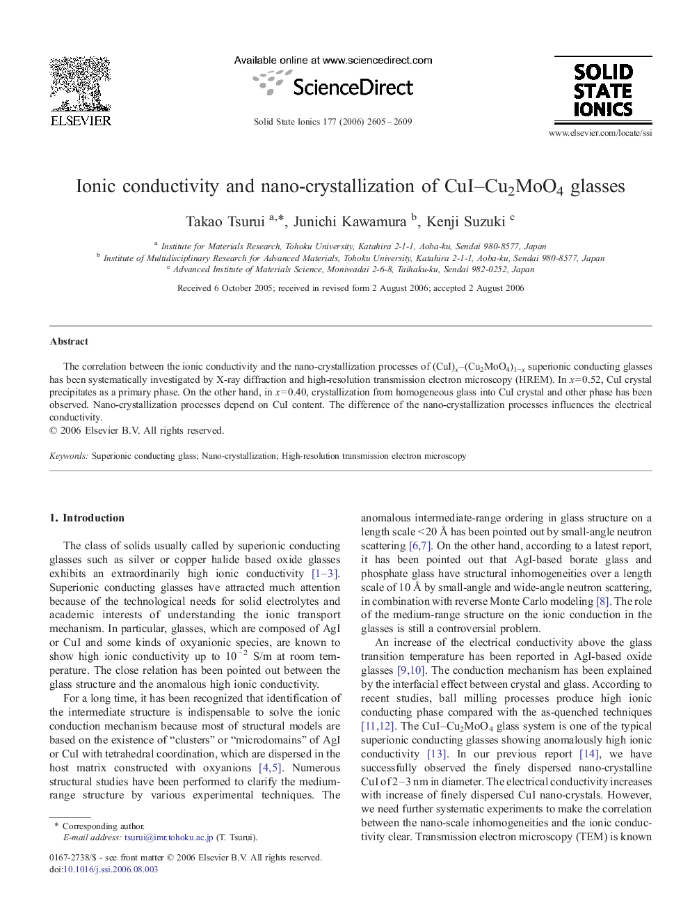 Ionic conductivity and nano-crystallization of CuI–Cu2MoO4 glasses