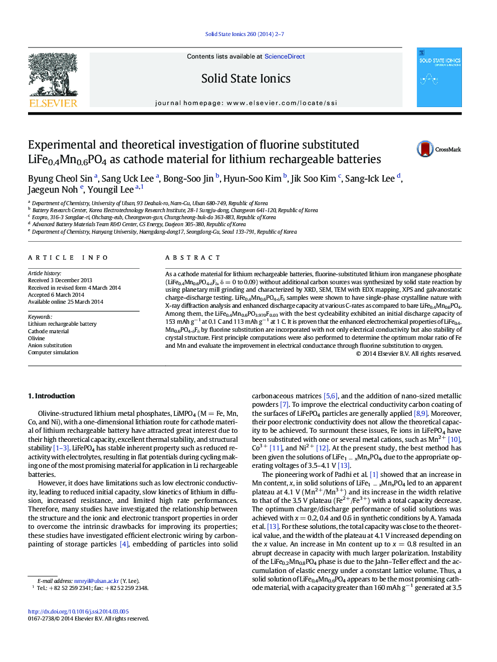 Experimental and theoretical investigation of fluorine substituted LiFe0.4Mn0.6PO4 as cathode material for lithium rechargeable batteries