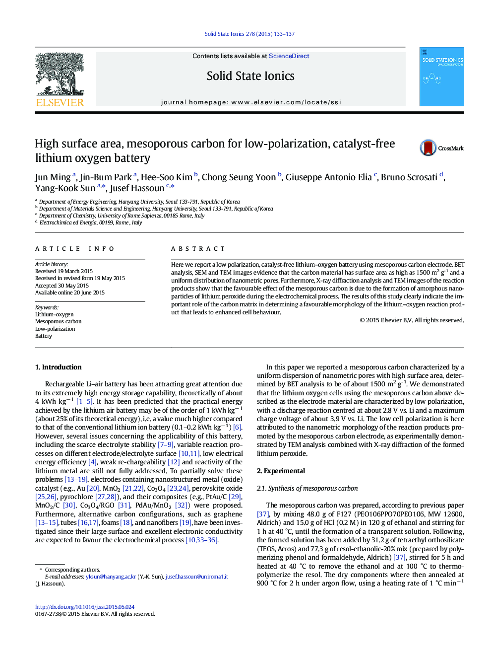 High surface area, mesoporous carbon for low-polarization, catalyst-free lithium oxygen battery