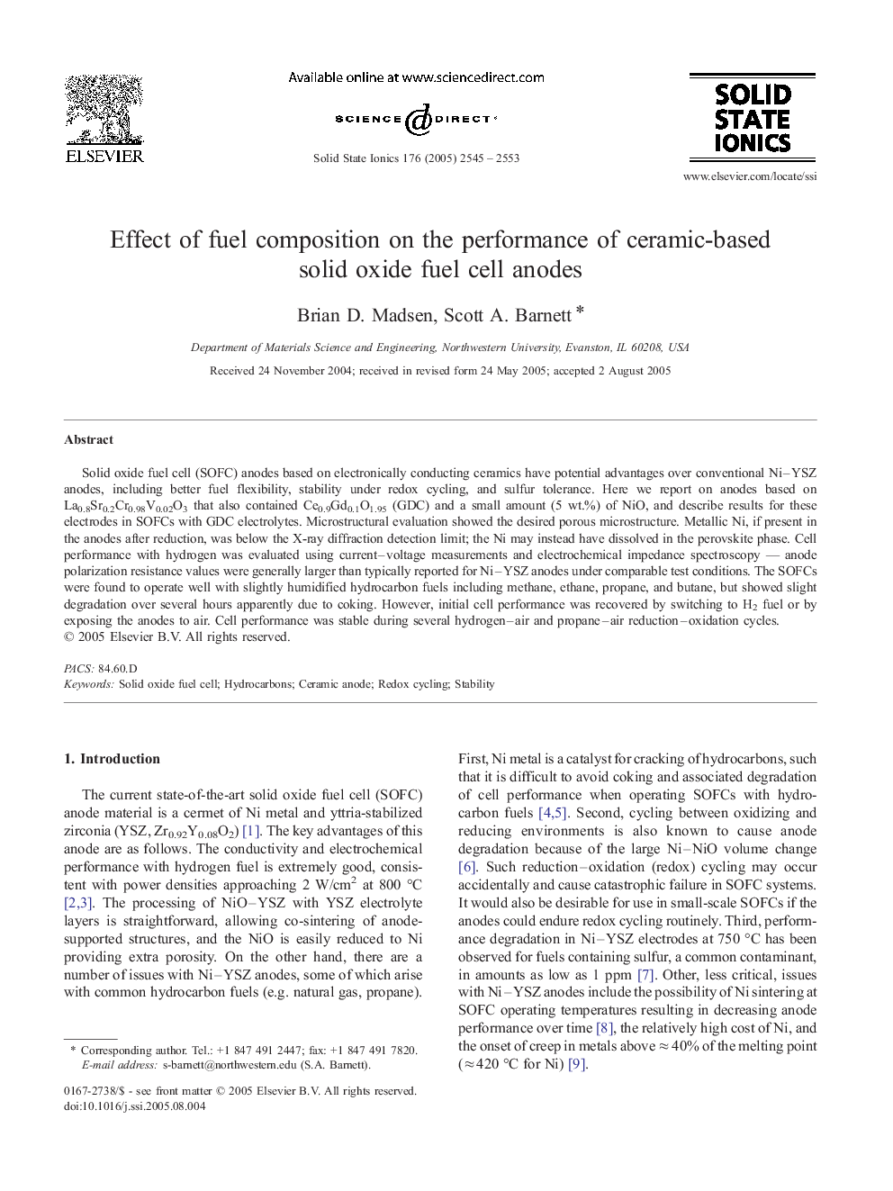 Effect of fuel composition on the performance of ceramic-based solid oxide fuel cell anodes