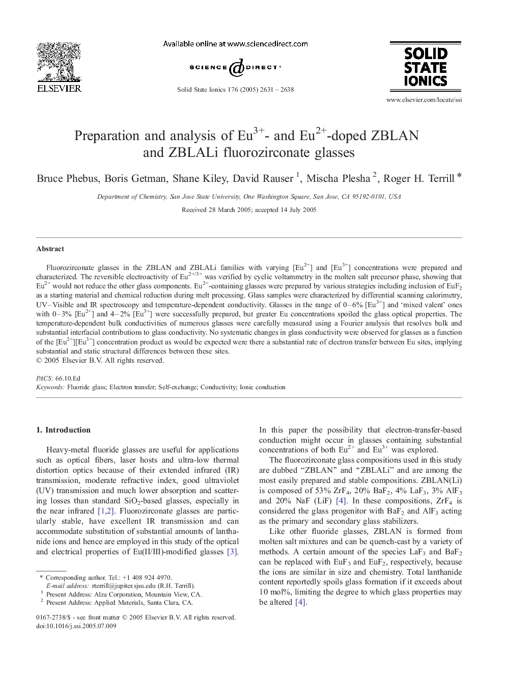 Preparation and analysis of Eu3+- and Eu2+-doped ZBLAN and ZBLALi fluorozirconate glasses