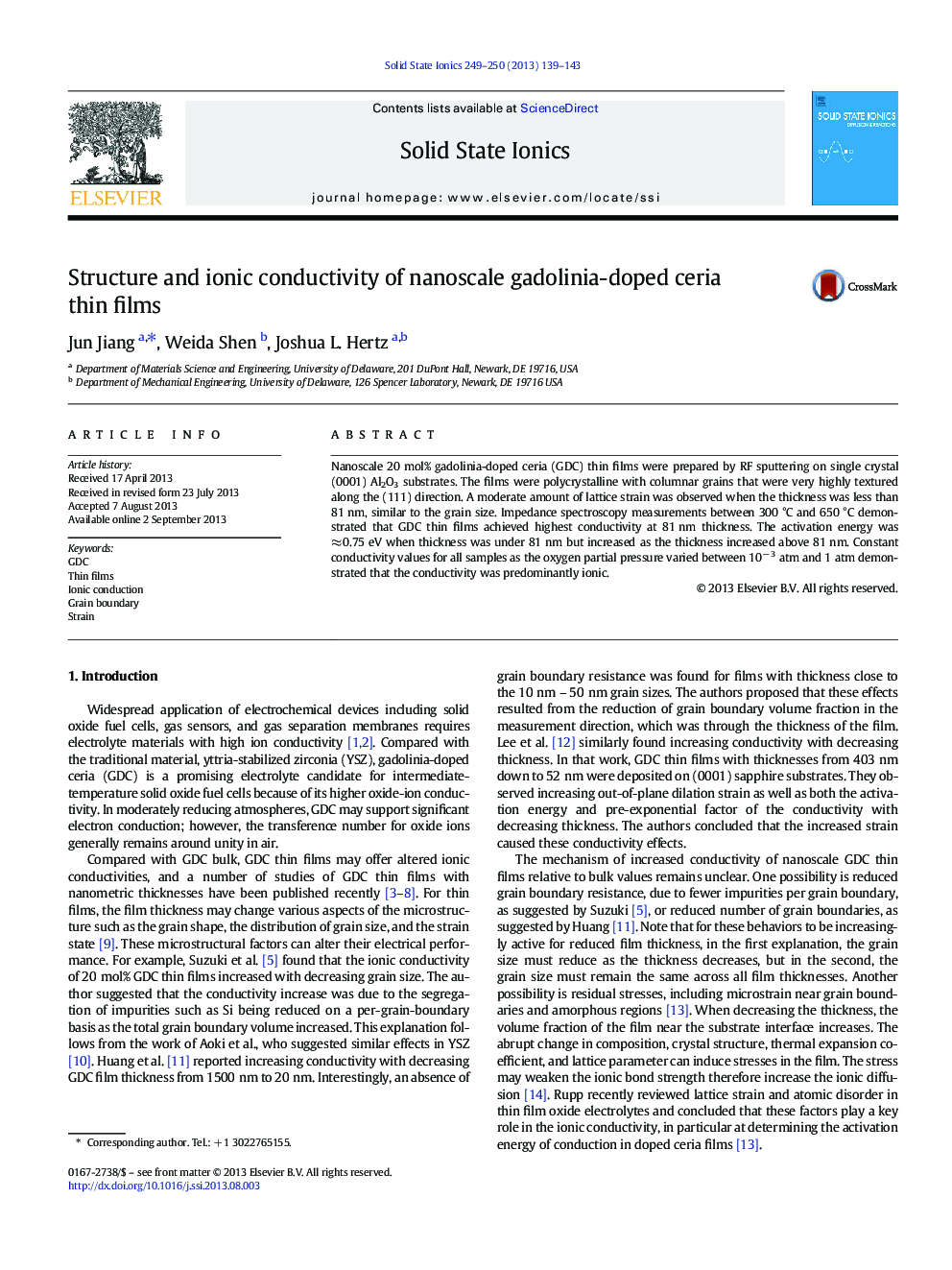 Structure and ionic conductivity of nanoscale gadolinia-doped ceria thin films