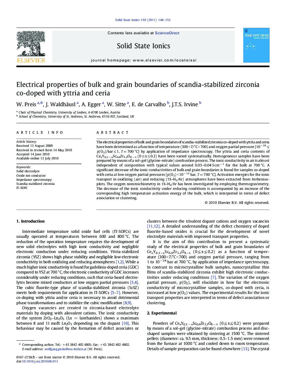 Electrical properties of bulk and grain boundaries of scandia-stabilized zirconia co-doped with yttria and ceria