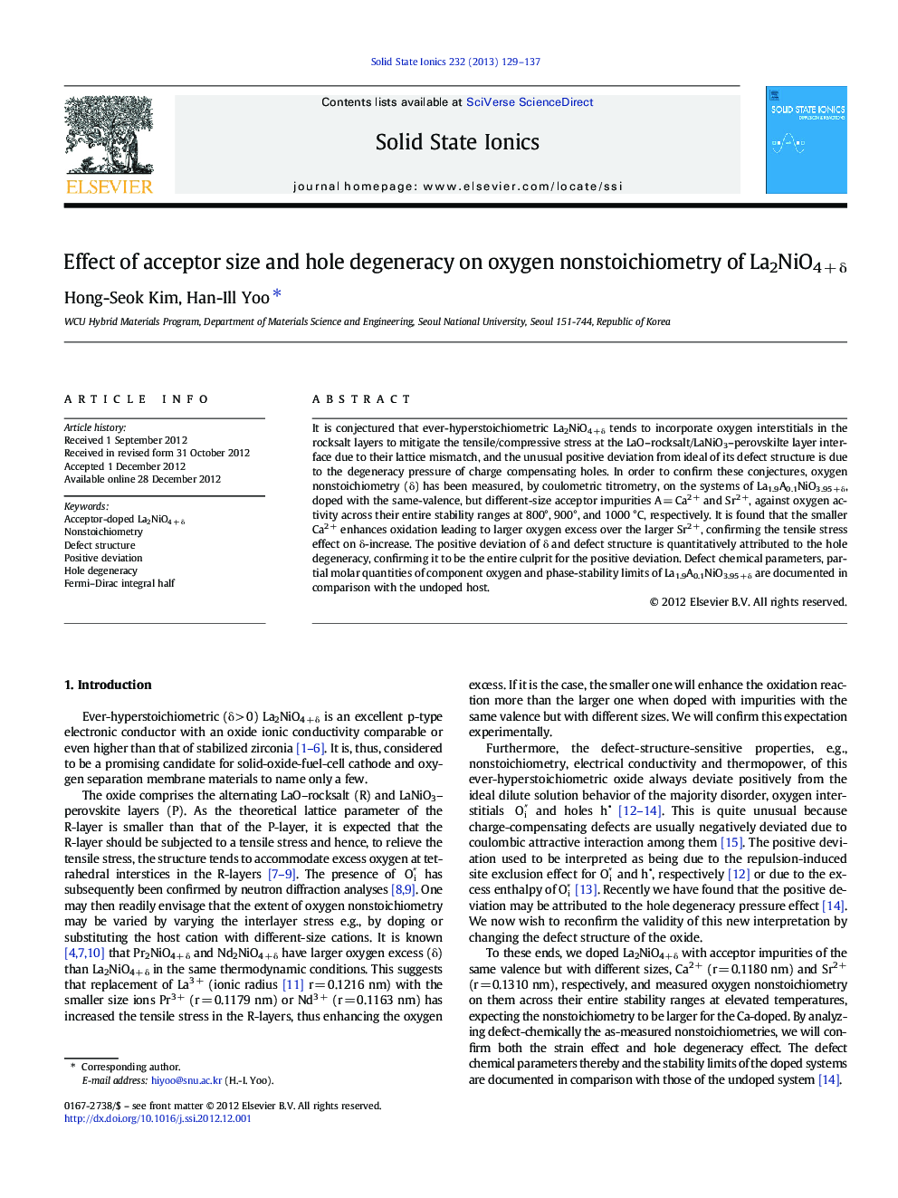 Effect of acceptor size and hole degeneracy on oxygen nonstoichiometry of La2NiO4 + δ