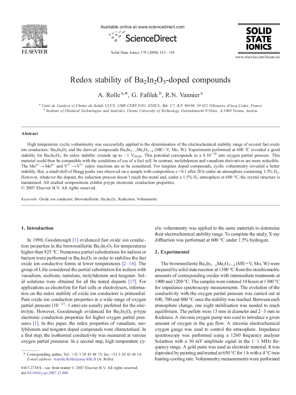 Redox stability of Ba2In2O5-doped compounds