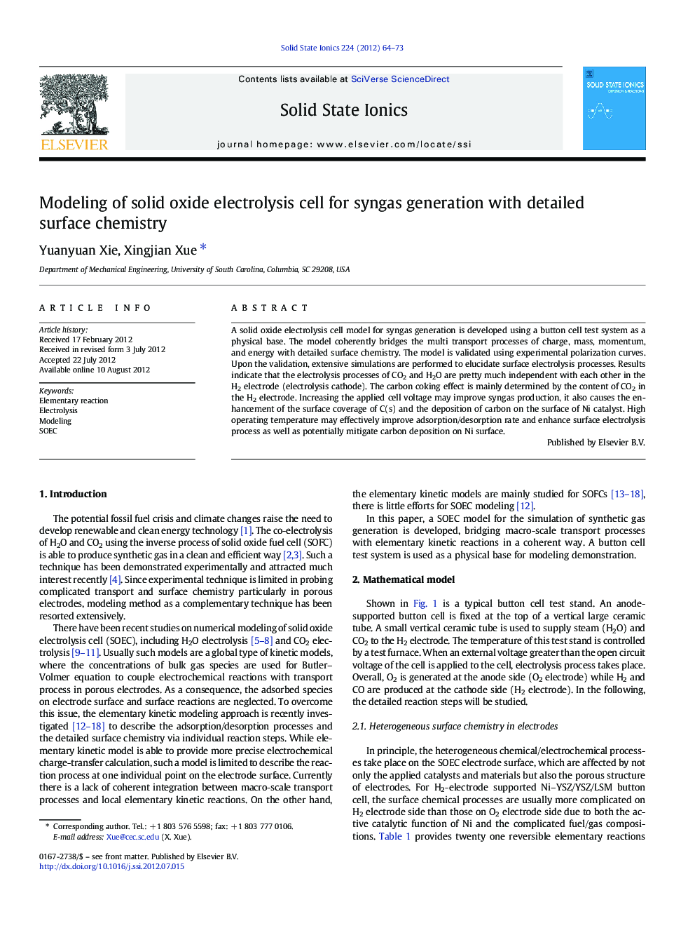 Modeling of solid oxide electrolysis cell for syngas generation with detailed surface chemistry