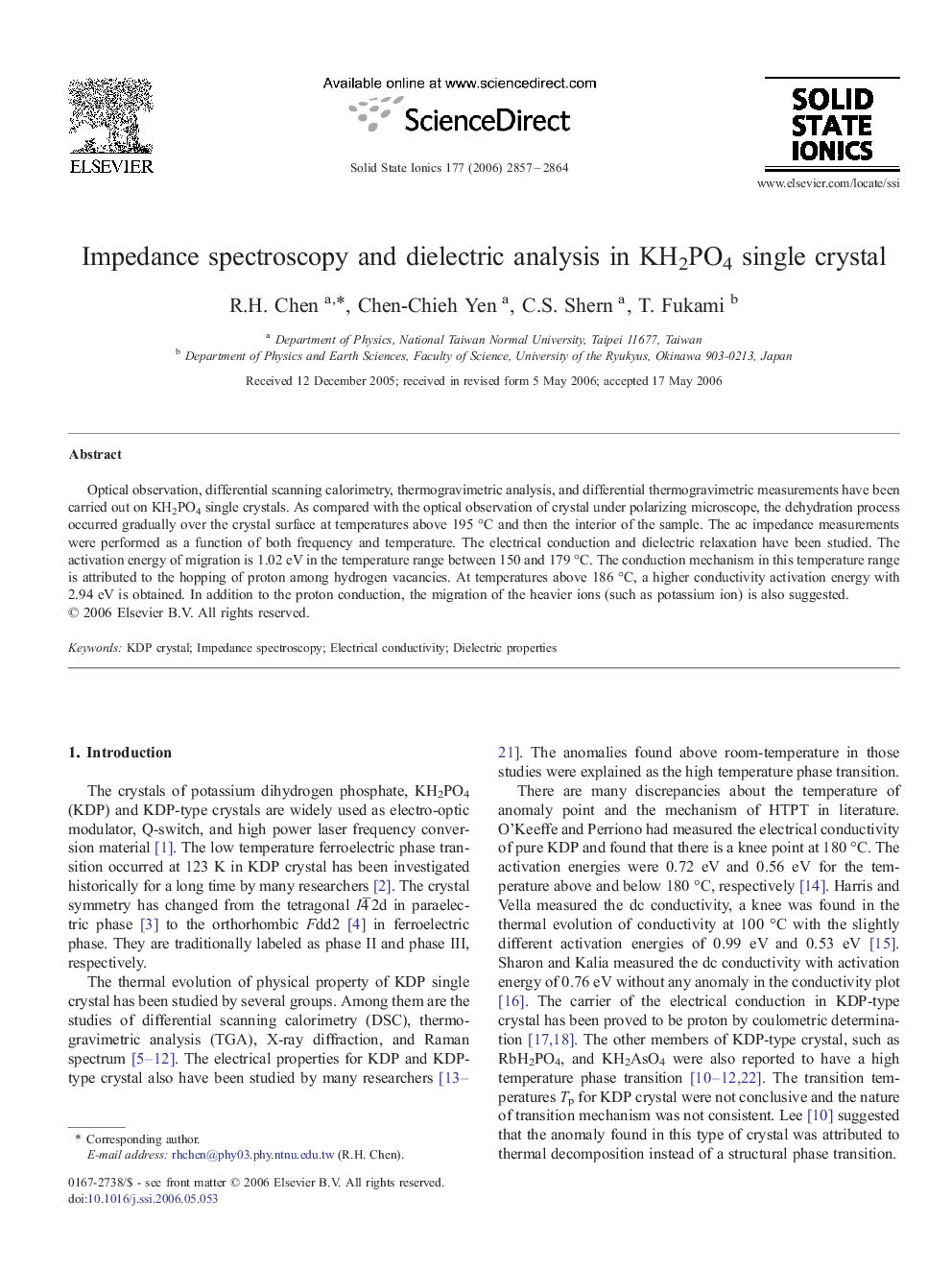 Impedance spectroscopy and dielectric analysis in KH2PO4 single crystal