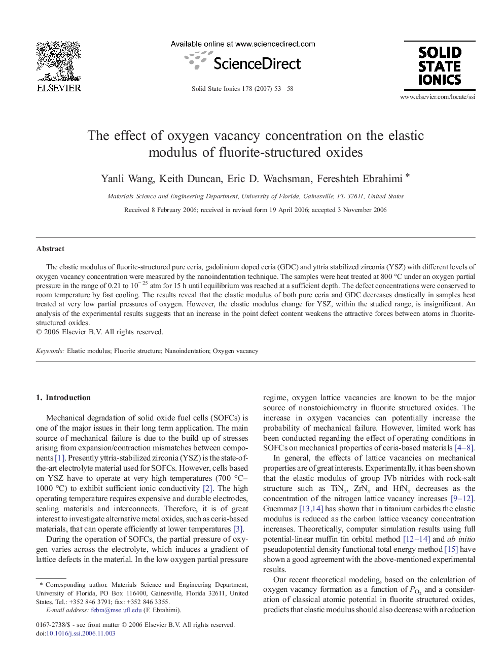 The effect of oxygen vacancy concentration on the elastic modulus of fluorite-structured oxides