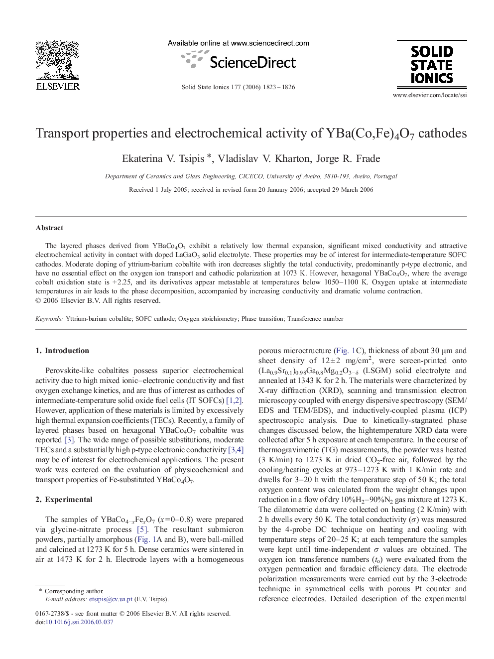 Transport properties and electrochemical activity of YBa(Co,Fe)4O7 cathodes