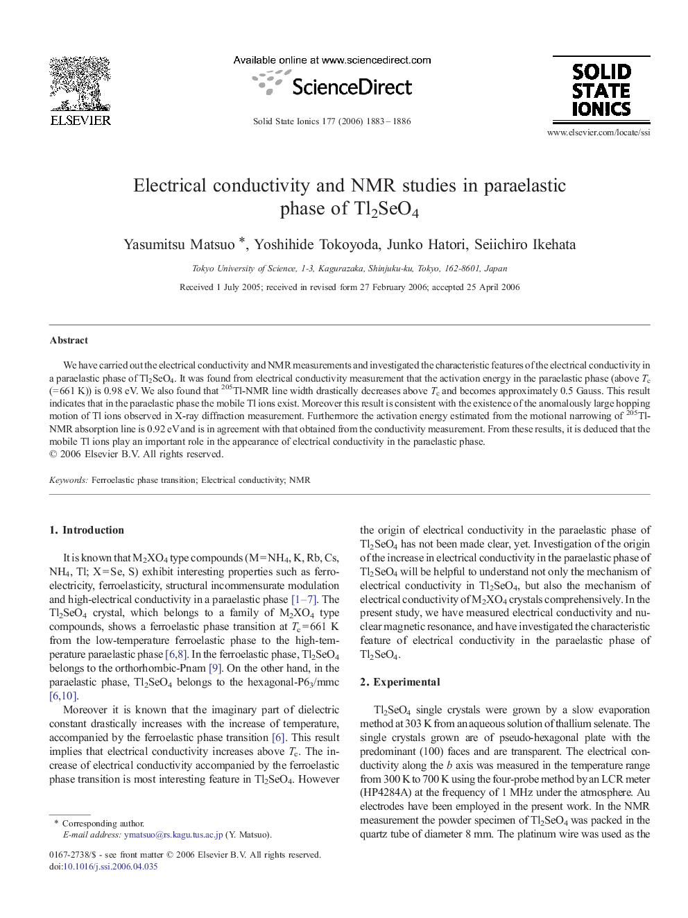 Electrical conductivity and NMR studies in paraelastic phase of Tl2SeO4