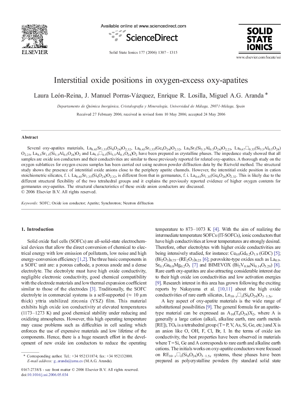 Interstitial oxide positions in oxygen-excess oxy-apatites