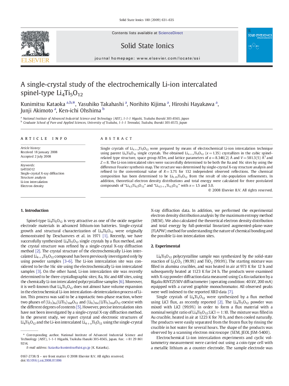 A single-crystal study of the electrochemically Li-ion intercalated spinel-type Li4Ti5O12