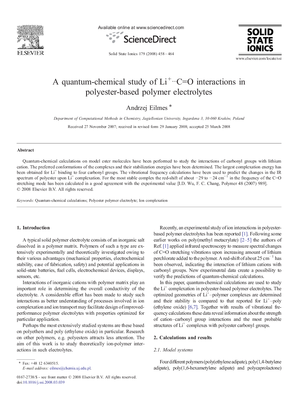 A quantum-chemical study of Li+⋯C=O interactions in polyester-based polymer electrolytes