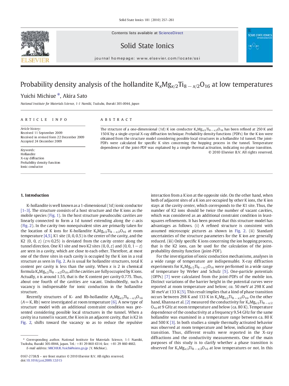 Probability density analysis of the hollandite KxMgx/2Ti8 − x/2O16 at low temperatures