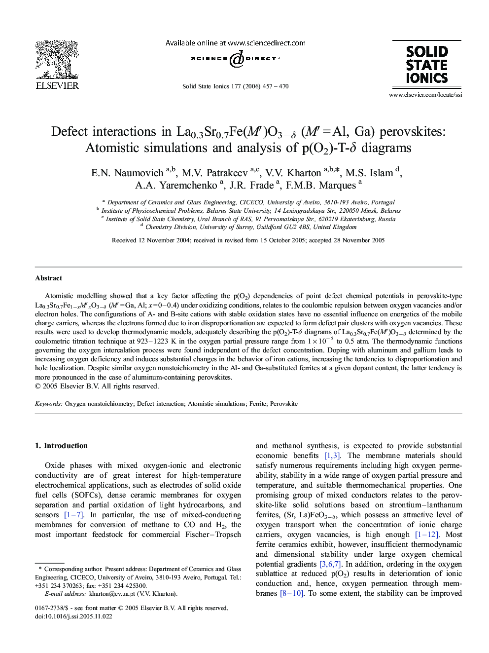 Defect interactions in La0.3Sr0.7Fe(M′)O3−δ (M′ = Al, Ga) perovskites: Atomistic simulations and analysis of p(O2)-T-δ diagrams