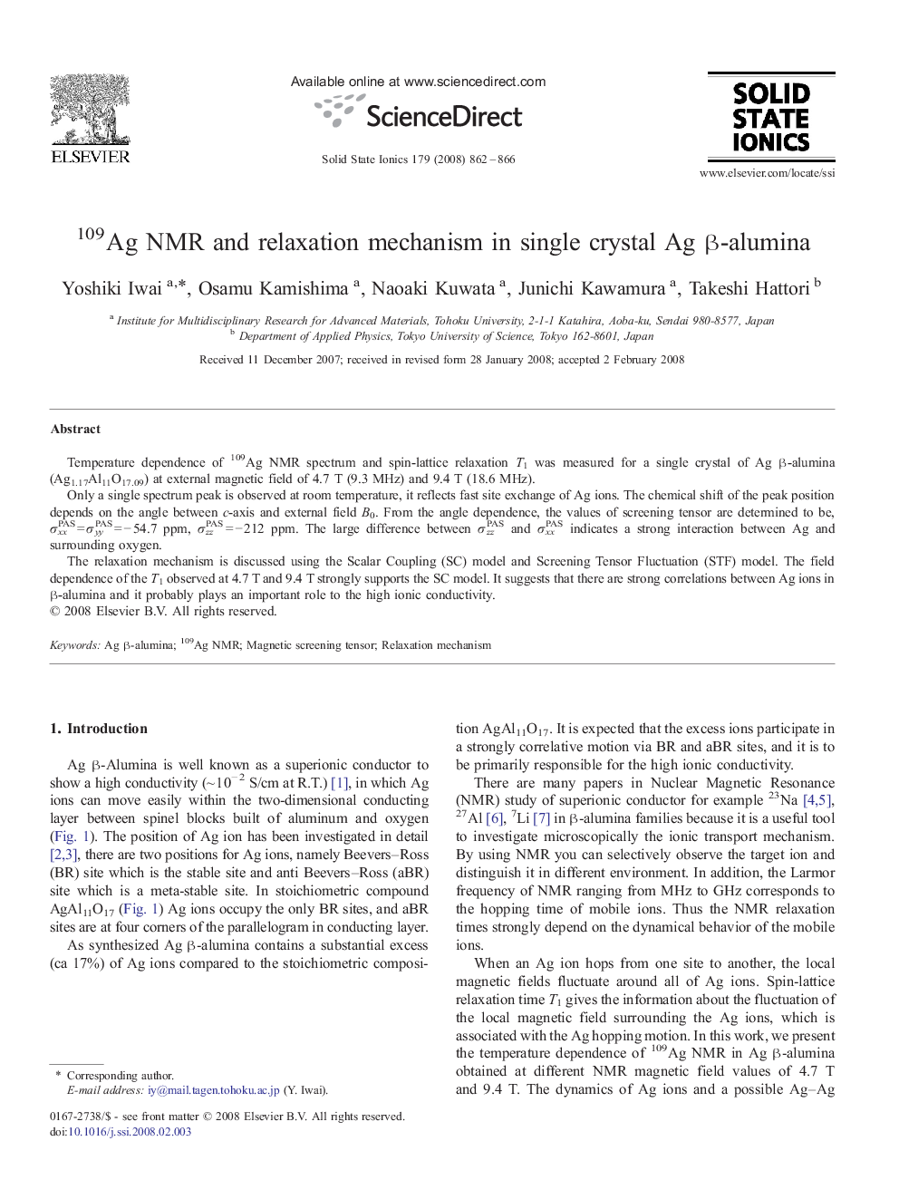 109Ag NMR and relaxation mechanism in single crystal Ag β-alumina